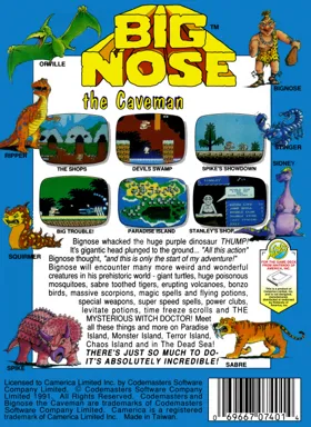 Big Nose the Caveman (USA) (Unl) box cover back